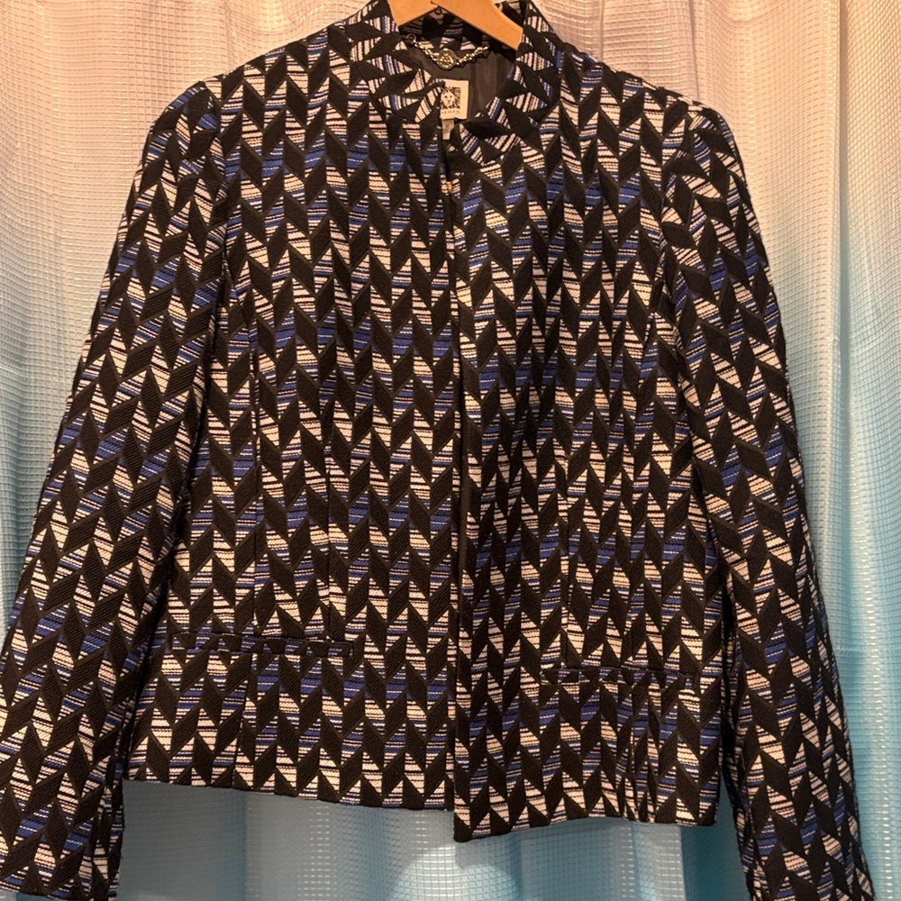 Anne Klein Black and Gold Chain Detail Jacket